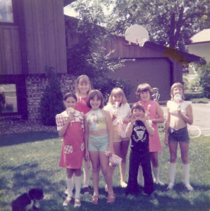 Me, my sister Kim(to my right), our dog Penny, and neighborhood kids